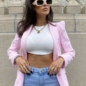🌸Zara🌸 bloggers fav 👌 Double Breasted Long Structured Blazer Pastel Pink XS